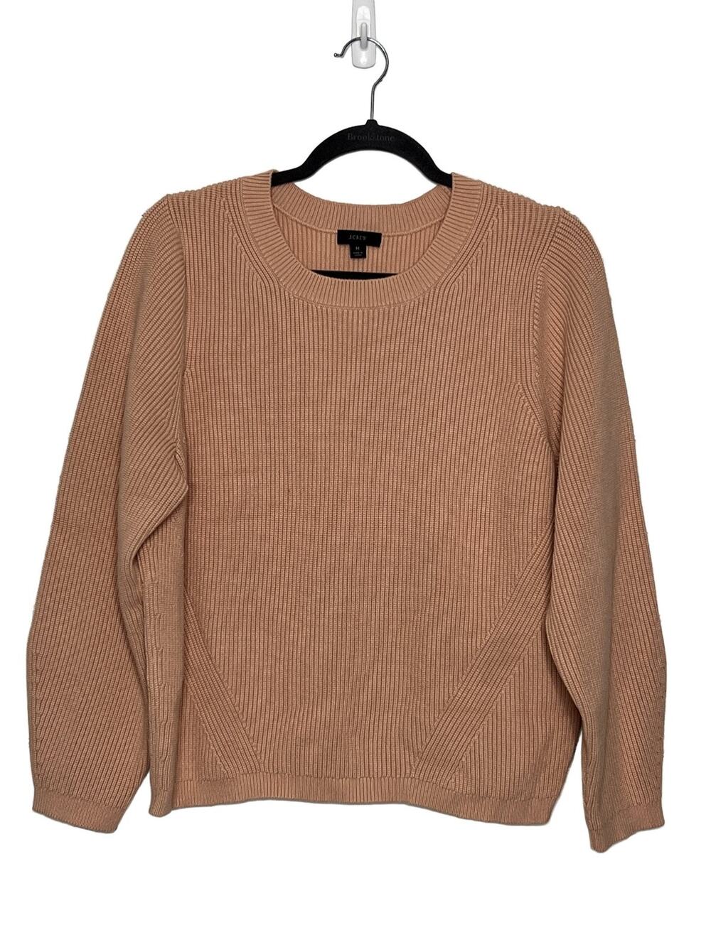 J.Crew Ribbed Knit Sweater Women's Medium Peach Long Sleeve Crew Neck Pullover